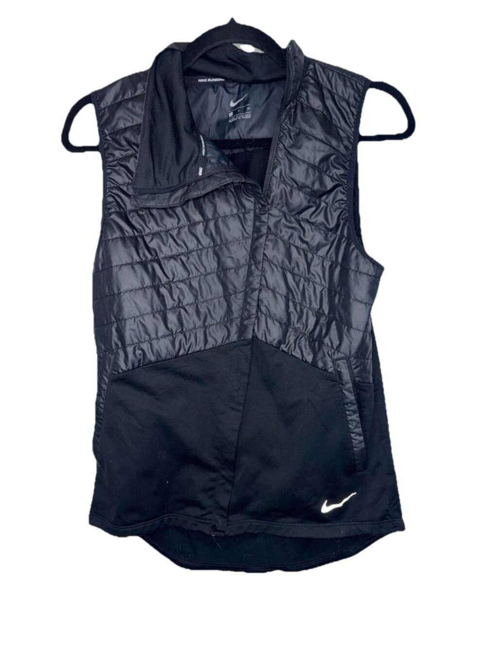 Nike Running Women’s Small Black Full Zip Puffer Vest Athletic Lightweight R